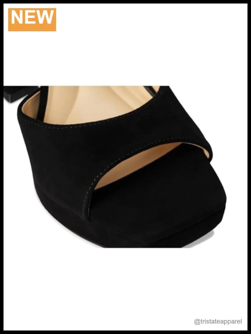 Platform Heeled Sandals Leather Square Toe Ankle Strap Comma Heel